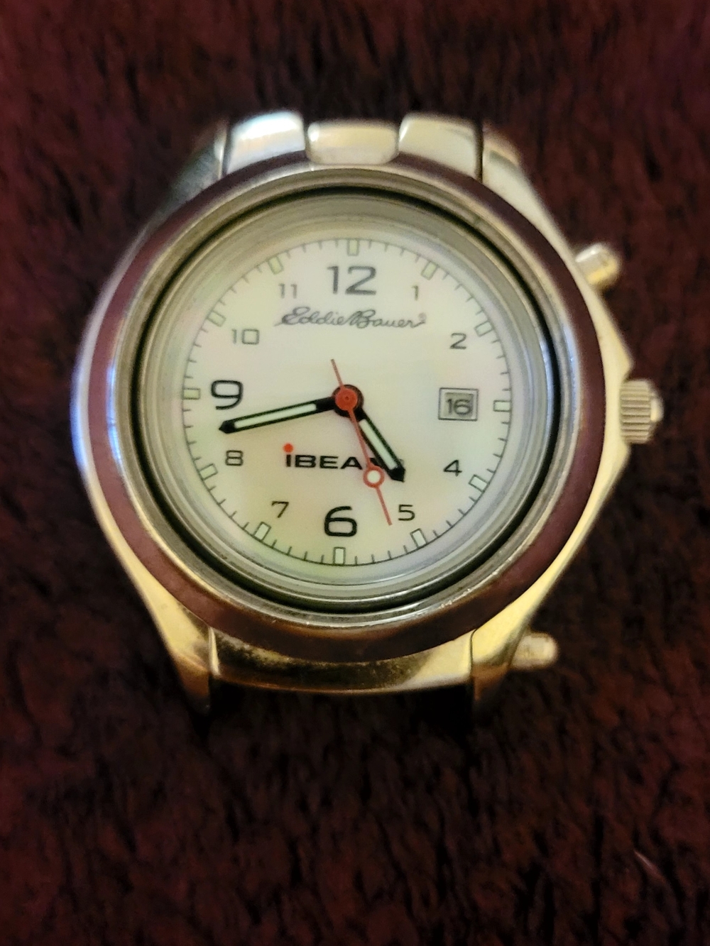 Eddie Bauer Silver Men's ibeam Watch Head (Working - As Is, Needs Strap) Unique